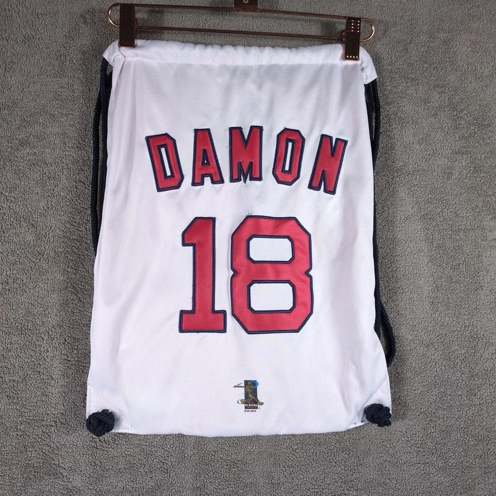 Boston Red Sox Drawstring Bag Mens White Red Johnny Damon #18 Baseball Team MLB